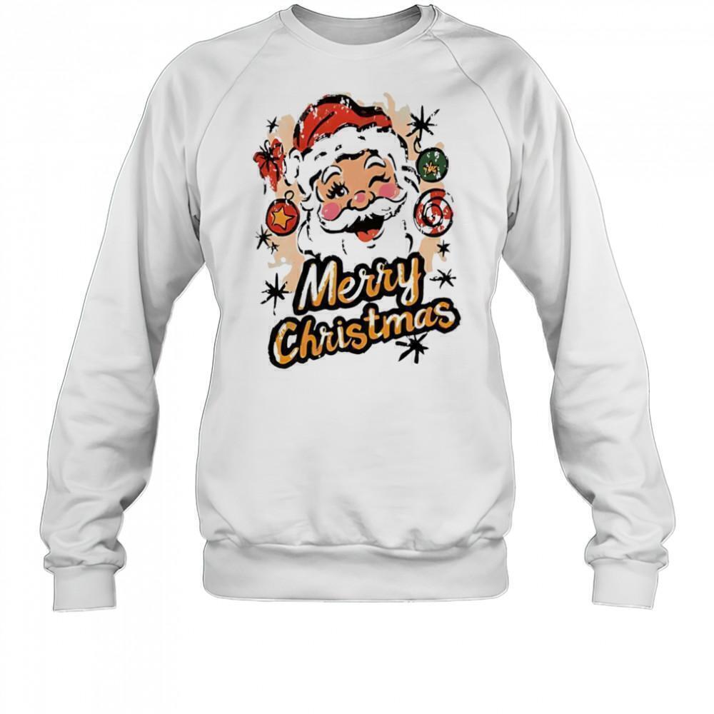Merry Christmas Santa Wink Funny Holiday Graphic Sweatshirt